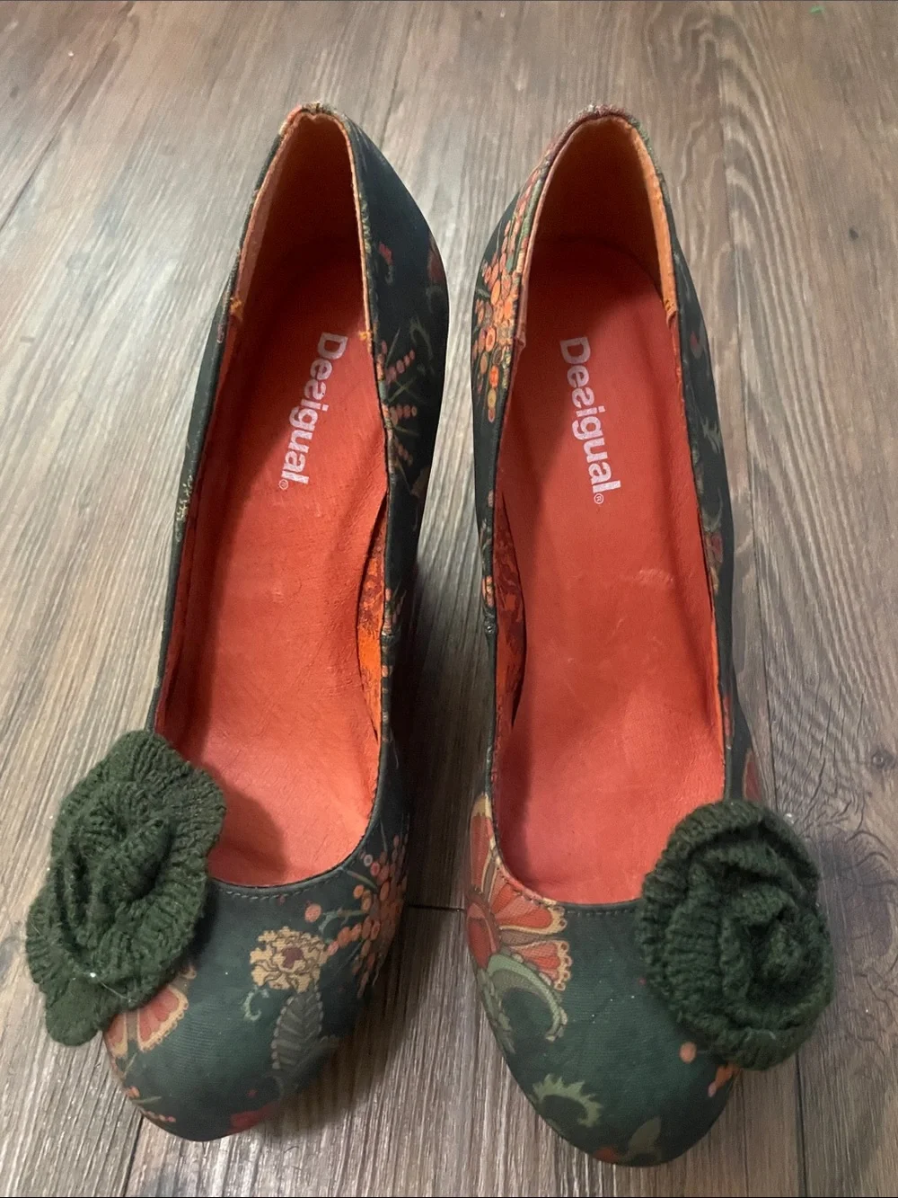 Desigual Women's Aguila Floral Red Multi Colored Shoe Pumps,38!!NEW